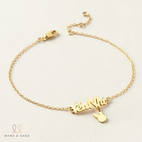 Lắc Tay Khắc Tên Cho Bé Gái Với Charm Treo Ngộ Nghĩnh - Say My Name
