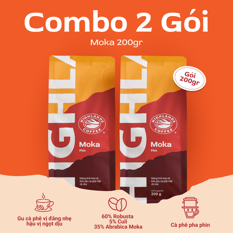 Comno 2 Gói Cà Phê Rang Xay Moka Highlands Coffee 200g/gói
