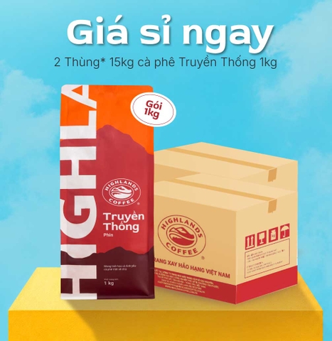 Combo 2 Thùng 15kg Cà Phê Truyền Thống Highlands Coffee 1kg
