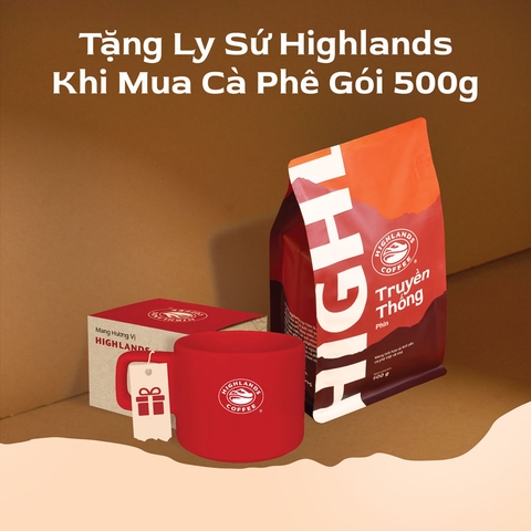 Tặng phin pha Highlands - Khi Mua Cà Phê Rang Xay Truyền Thống Highlands Coffee 500g