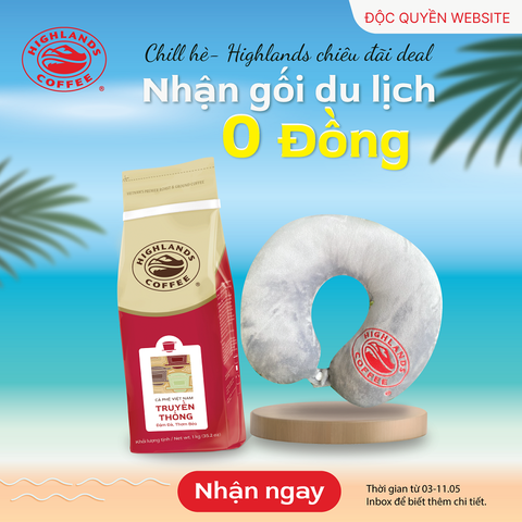 [TẶNG GỐI DU LỊCH TIỆN LỢI 189K] Cà Phê Bột Truyền Thống Highlands Coffee 1KG