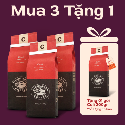 Freeship - Mua 3 tặng 1 - Mua Cà Phê Rang Xay Culi Highlands Coffee 200g/gói Tặng 1 gói ( quà kèm đơn hàng)