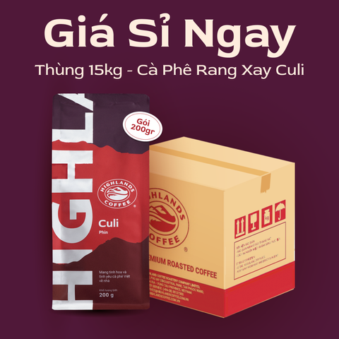 Thùng 12 gói Cà Phê Rang Xay Culi Highlands Coffee 200g/gói