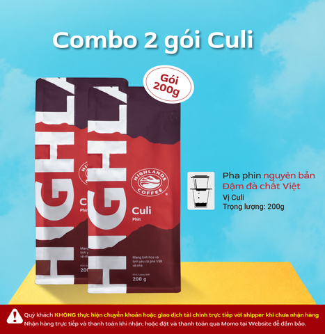 COMBO 2 Gói Cà Phê Rang Xay Culi Highlands Coffee 200g/gói