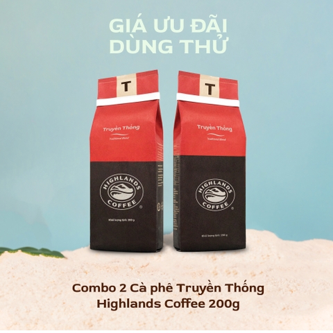 COMBO 2 Gói Cà Phê Rang Xay Truyền Thống Highlands Coffee 200g/gói