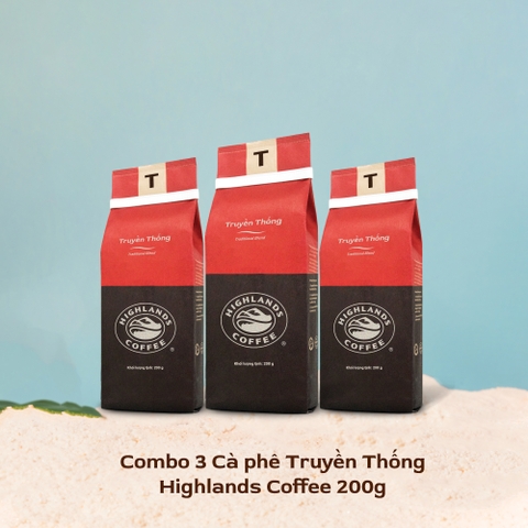 Combo 3 Gói Cà Phê Rang Xay Truyền Thống Highlands Coffee 200g/gói
