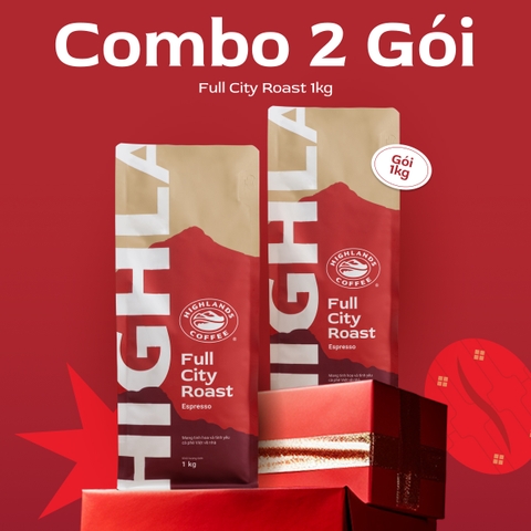 Combo 2 Túi cà phê hạt Full City Roast Highlands Coffee 1kg