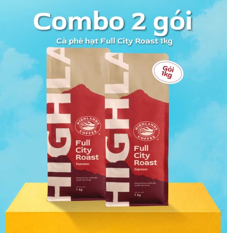 Combo 2 Túi cà phê hạt Full City Roast Highlands Coffee 1kg