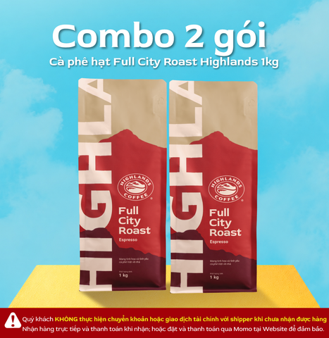 Combo 2 Túi cà phê hạt Full City Roast Highlands Coffee 1kg