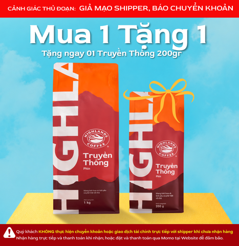 Freeship - MUA 1 TẶNG 1 [Nhập mã HC15K giảm 15K cho đơn từ 749K] Cà phê Bột Truyền Thống 1kg Tặng 1 gói Truyền thống 200g (quà tặng kèm đơn hàng)