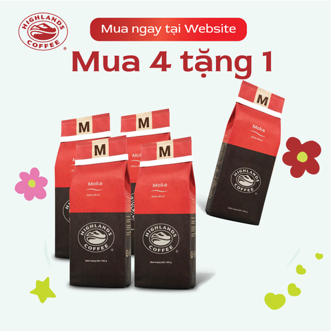 [MUA 4 TẶNG 1] Cà phê rang xay Moka Highlands Coffee 200g - dòng cà phê cao cấp