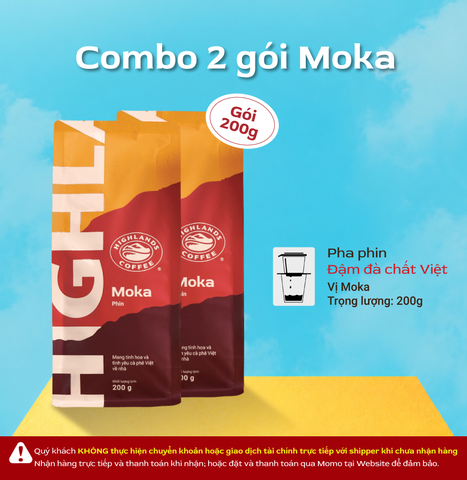 Comno 2 Gói Cà Phê Rang Xay Moka Highlands Coffee 200g/gói
