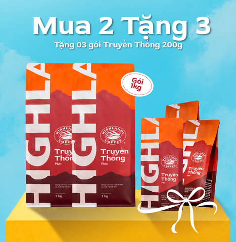 [CHỈ 22-26.07 MUA 2 TẶNG 3- Cà phê Bột Truyền Thống 1kg Tặng 3 gói Truyền thống 200g (Số lượng có hạn- quà tặng kèm đơn hàng)