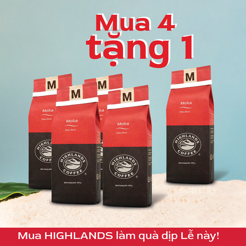 [MUA 4 TẶNG 1] Cà phê rang xay Moka Highlands Coffee 200g - dòng cà phê cao cấp