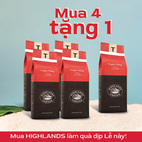 [Mua 4 tặng 1] Cà Phê Rang Xay Truyền Thống Highlands Coffee 200g