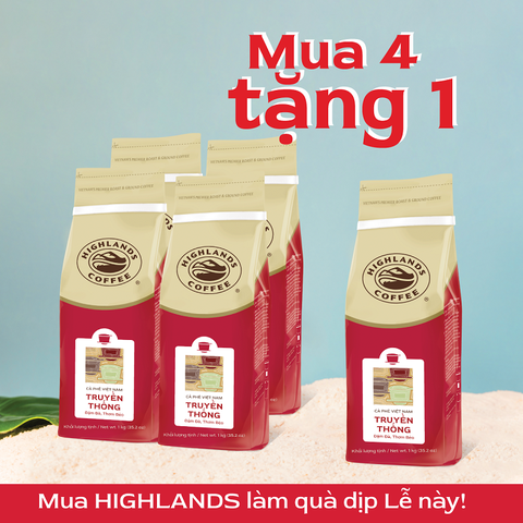 [MUA 4 TẶNG 1] Cà Phê Truyền Thống Highlands Coffee 1kg