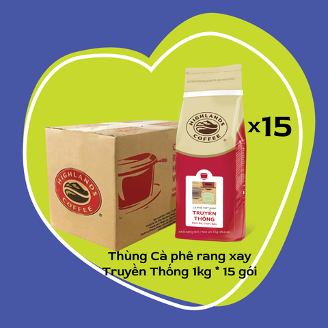 Thùng 15 Túi Cà Phê Truyền Thống Highlands Coffee 1kg