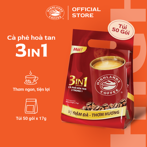 Cà phê sữa hòa tan 3in1 Highlands Coffee (50 gói x 17g)