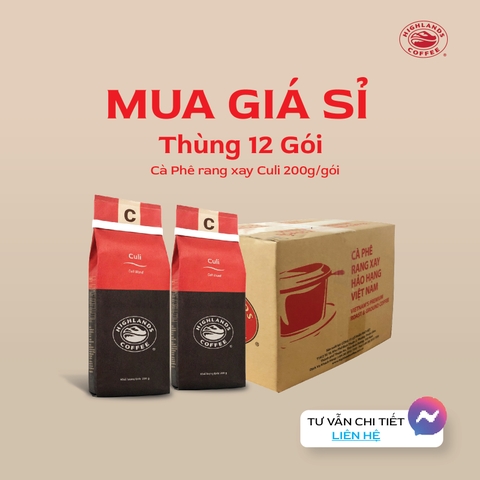 Thùng 12 gói Cà Phê Rang Xay Culi Highlands Coffee 200g/gói