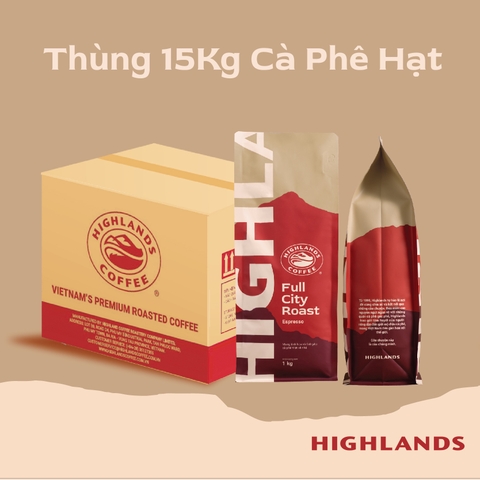 Thùng 15Kg Cà phê hạt Full City Roast Highlands Coffee 1kg