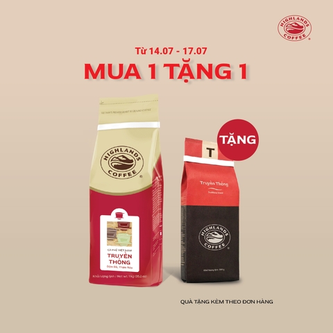 MUA 1 TẶNG 1 - Cà phê Bột Truyền Thống 1kg Tặng 1 gói 200g