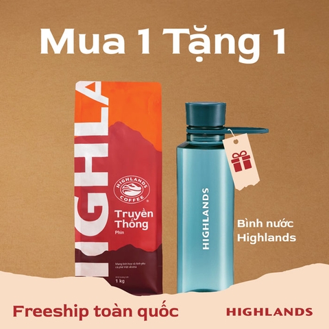 Mua 1 tặng 1 - Mua Cà Phê Bột Truyền Thống Highlands Coffee 1kg Tặng 1 Bình nước Kita Slim 500ml (quà kèm đơn hàng)
