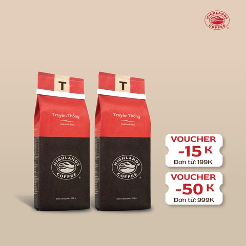 Combo 2 Gói Cà Phê Rang Xay Truyền Thống Highlands Coffee 200g/gói