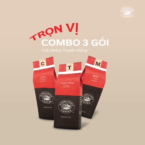 Trọn vị Combo 3 gói cà phê rang xay Highlands Coffee 200g