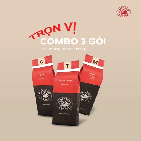 Trọn vị Combo 3 gói cà phê rang xay Highlands Coffee 200g