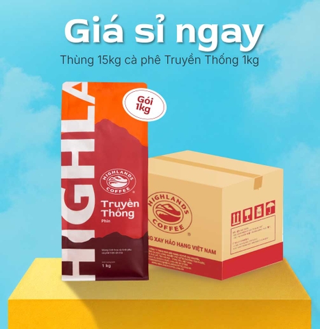 [Giá sỉ tốt] Thùng 15Kg Cà Phê Truyền Thống Highlands Coffee 1kg
