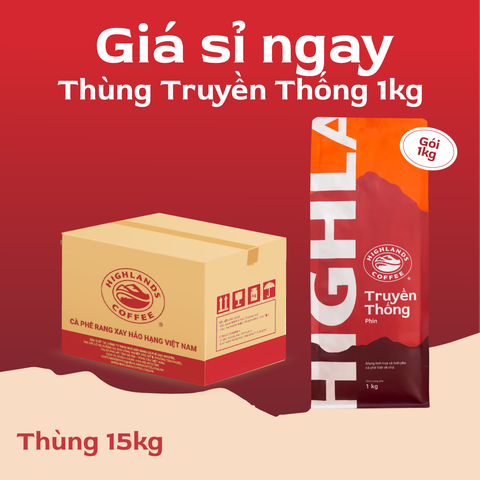 [Giá sỉ tốt] Thùng 15Kg Cà Phê Truyền Thống Highlands Coffee 1kg