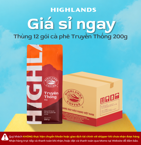 Thùng 12 gói Cà Phê Rang Xay Truyền Thống Highlands Coffee 200g/gói