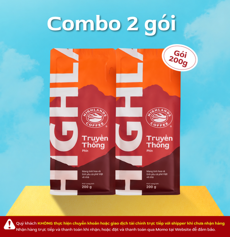 Combo 2 Gói Cà Phê Rang Xay Truyền Thống Highlands Coffee 200g/gói