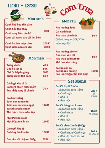 A - CƠM TRƯA (11:30 - 13:30)