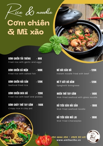 A - CƠM CHIÊN & MÌ XÀO