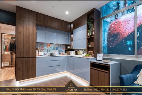 Mẫu Tủ Bếp Cánh Acrylic An Cường Đẹp Cực Sang Giá Rẻ - Nội Thất Home 3D