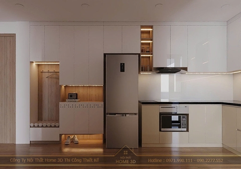 Mẫu Thiết Kế Tủ Bếp Nhựa Cánh Acrylic & Nội Thất Phòng Ngủ Gỗ Công Nghiệp Chung Cư 789 Xuân Đỉnh
