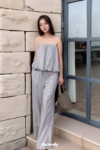 Áo 2 dây dáng bubble Lauryn, chất linen premium