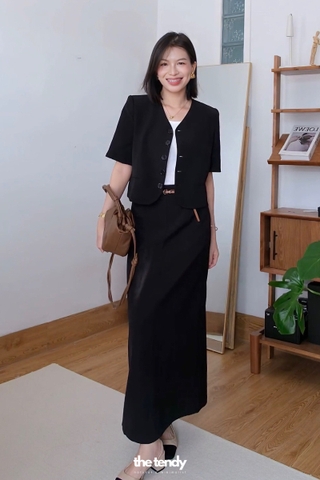 Áo blazer Ruby không cổ cộc tay