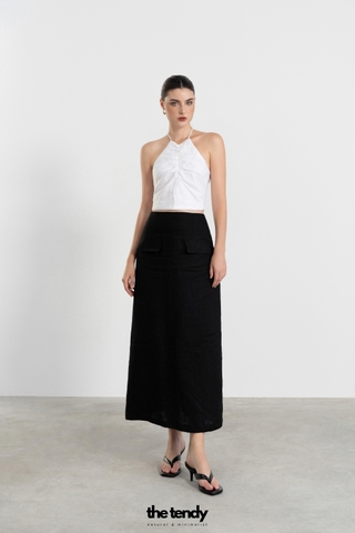 Áo yếm croptop Linen Liza, nhún phần trước ngực thắt dây sau phong cách tối giản