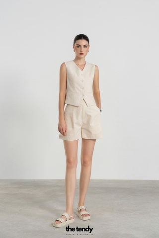 Áo Gile linen Loria phong cách tối giản, nhiều màu: Be, Đen, Trắng, Hồng, Nâu