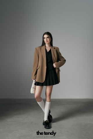 Áo Blazer Mavera dáng rộng Oversize màu nâu