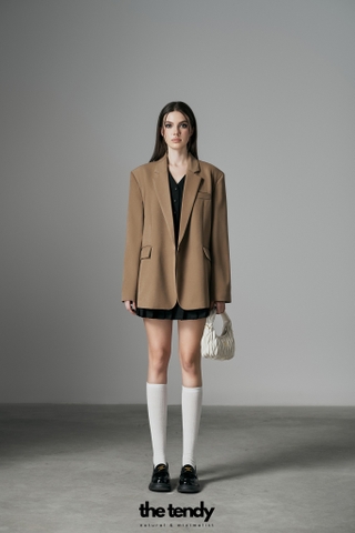 Áo Blazer Mavera dáng rộng Oversize màu nâu
