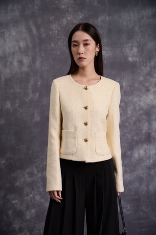 Áo khoác Loulou Tweed Yellow phong cách Hàn Quốc