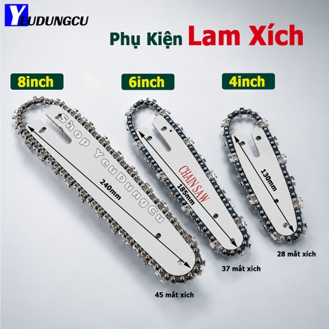 Lam Dây Xích Thay Thế 4inch - 6inch - 8inch Cho Máy Cưa Xích Chạy Pin & Bộ Chuyển Đổi Cưa Xích