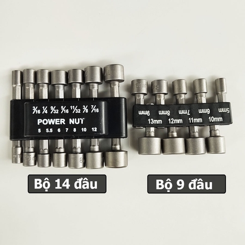 Bộ đầu khẩu lắp nhanh cho khoan vặn vít YDC - 9 đầu và 14 đầu tuýp chân lục giác