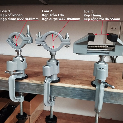 Ê tô kẹp bàn giữ máy khoan xoay 360 độ, eto gá máy mài khắc