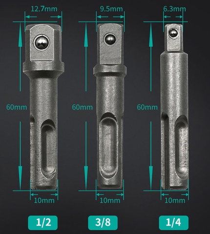 Đầu chuyển khoan Bê tông sang siết Bulong các cỡ 1/2 3/8 1/4