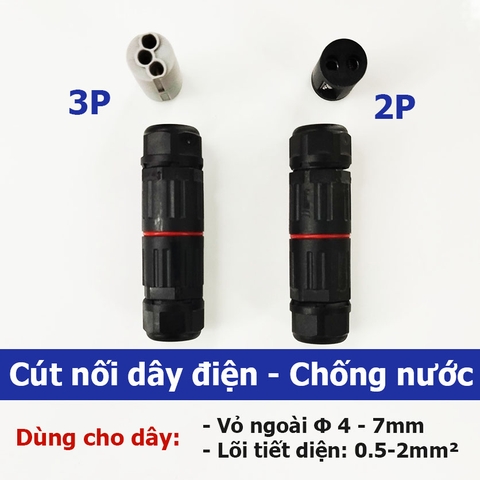 Cút nối dây điện chống nước 2 lõi , 3 lõi cho dây từ 0.5 - 2mm²