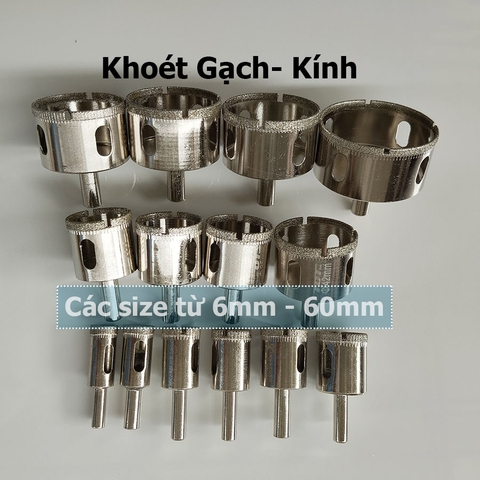 Mũi khoét gạch men, Mũi khoét kính lẻ đủ các Size 6mm - 60mm